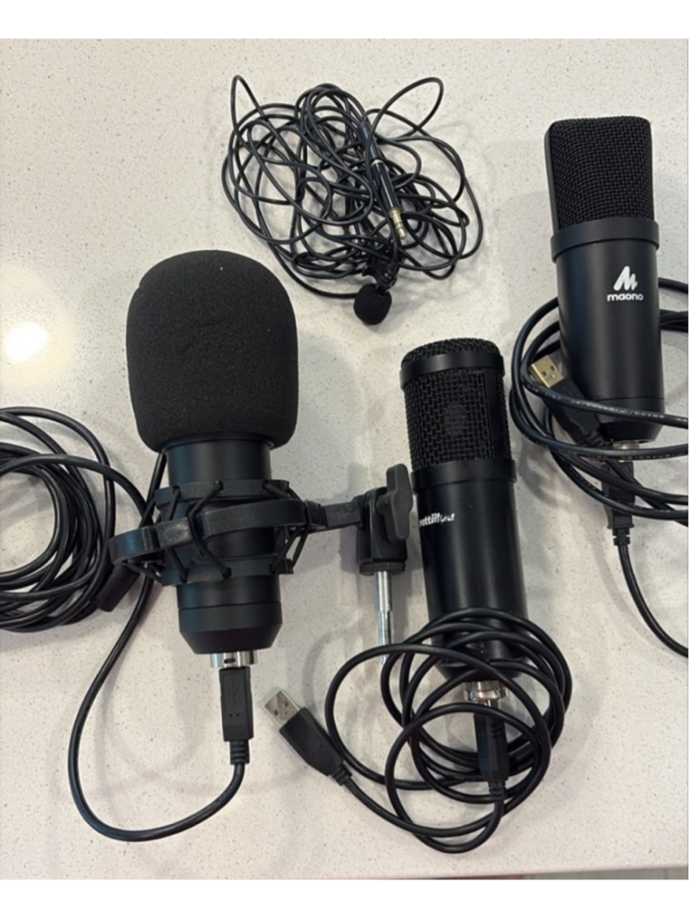 USB Condenser Microphone Lot Maono Studio Mic Shock Mount Lavalier Clip #N32a